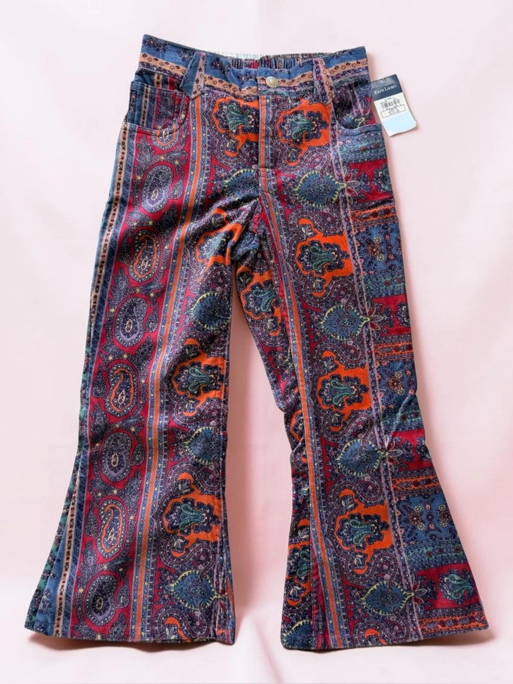 Ralph Lauren Paisley Flare Bell-Bottom Legs Pants Multicolor Print Kids 6X NWT